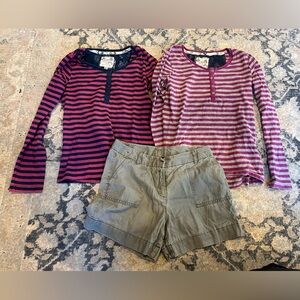 Girls Sz 10-11 Bundle of 3 Items ~ FatFace Long Sleeves & Next Shorts